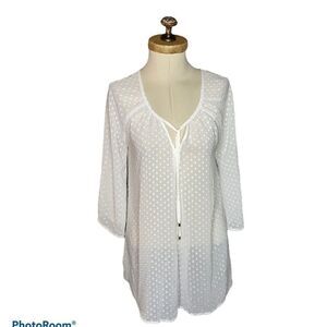 Rachel Zoe Maternity Long‎ Blouse Cover-Up White S